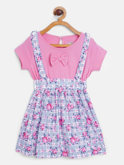 

Eteenz Girls Pink & Blue Floral Print A-Line Dress