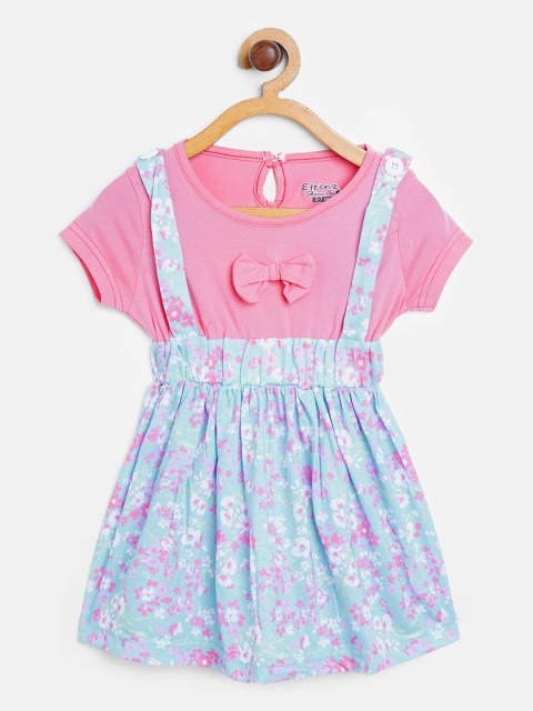 

Eteenz Girls Pink & Blue Floral Print A-Line Dress