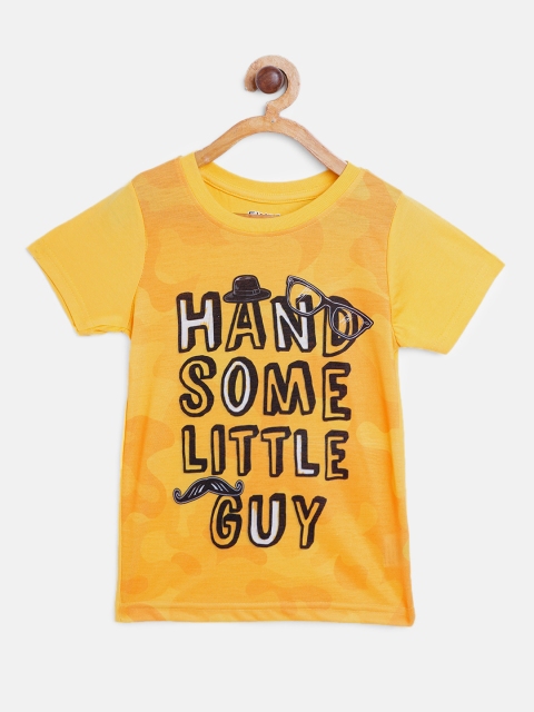 

Eteenz Boys Yellow & Black Slogan Print Pure Cotton Printed Round Neck T-shirt