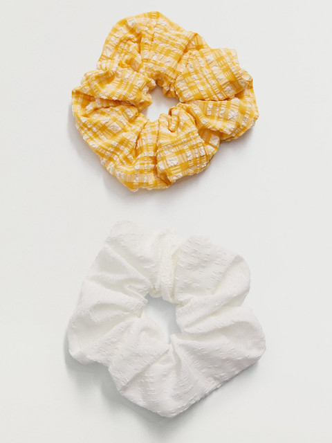 

MANGO Women Set of 2 Scrunchies with Ruched Detail, White
