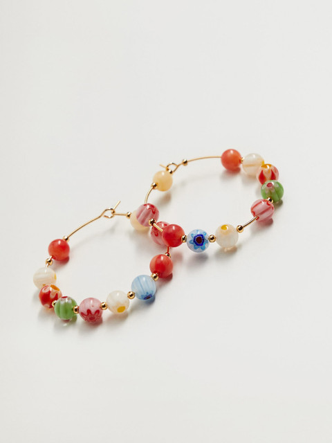 

MANGO Multi-Coloured Beaded Circular Hoop Earrings