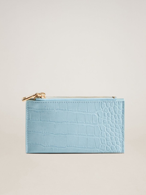 

MANGO Blue Croc Textured Purse