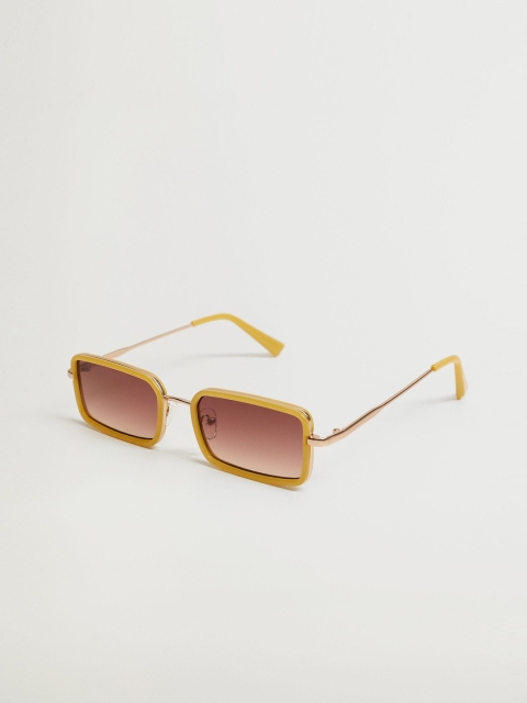 

MANGO Women Sustainable Rectangle Sunglasses with UV Protected Lens, Brown