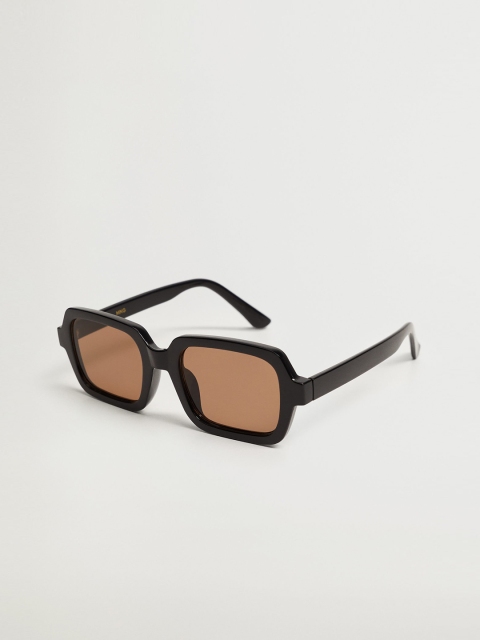

MANGO Women Sustainable Rectangle Sunglasses with UV Protected Lens, Brown