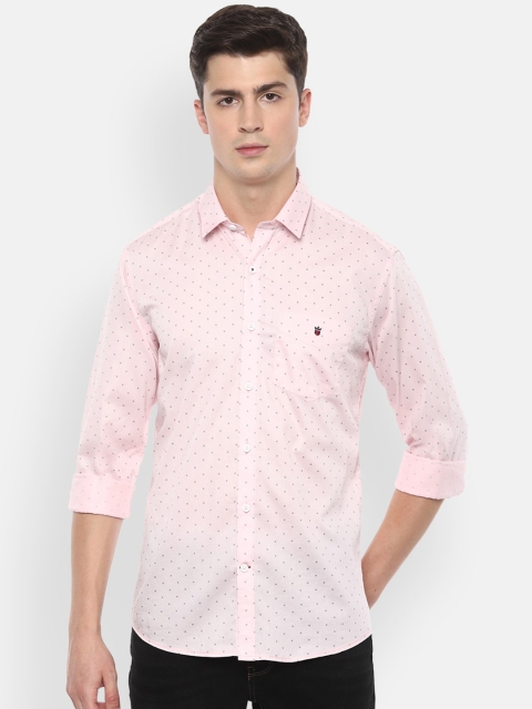 

Louis Philippe Sport Men Peach-Coloured & Grey Regular Fit Printed Casual Shirt