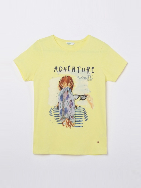 

Bossini Girls Yellow Printed Regular Top