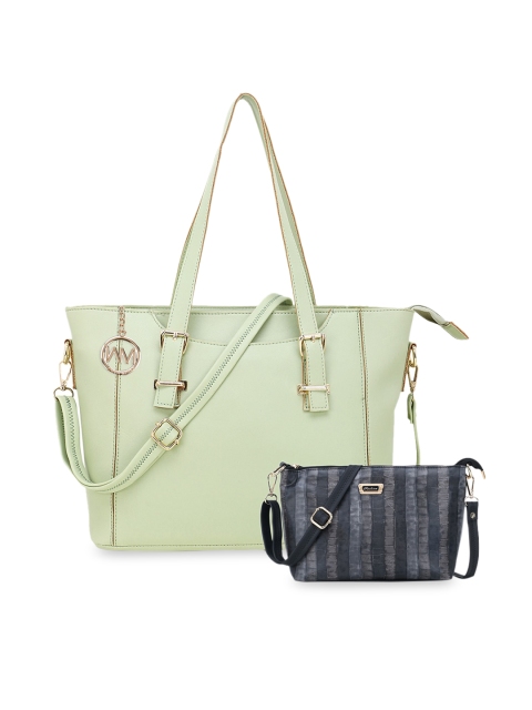 

WOMEN MARKS Green Solid Handheld Bag with Sling Bag