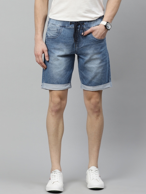 

Mast & Harbour Men Blue Solid Regular Fit Denim Shorts