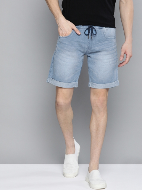 

Mast & Harbour Men Blue Mid-Rise Denim Shorts