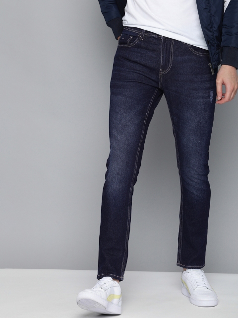 

Mast & Harbour Men Blue Skinny Fit Low Distress Light Fade Stretchable Jeans