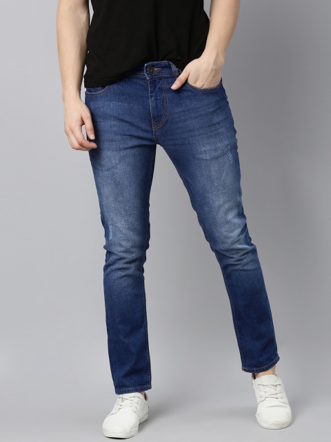 

Mast & Harbour Men Blue Skinny Fit Mildly Distressed Light Fade Stretchable Jeans