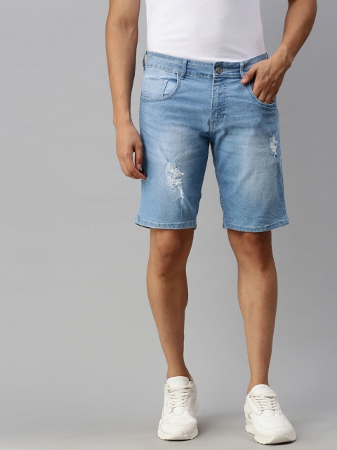 

Mast & Harbour Men Blue Washed Regular Fit Denim Shorts