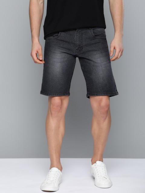 

Mast & Harbour Men Black Washed Regular Fit Denim Shorts