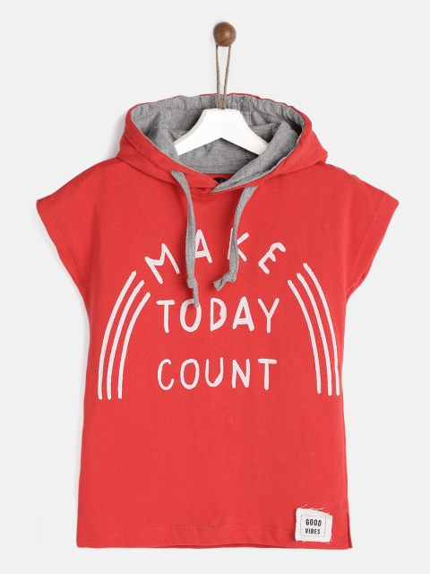 

YK Boys Red Printed T-shirt