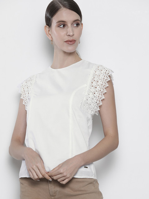 

Nautica White Pure Cotton Solid Regular Top