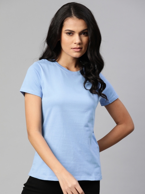 

Nautica Women Blue Solid Pure Cotton Round Neck T-shirt