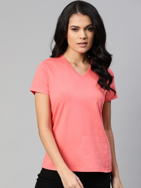 

Nautica Women Pink V-Neck T-shirt