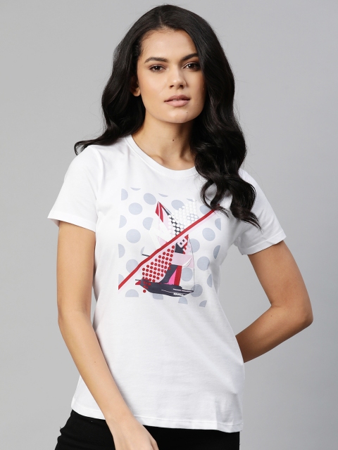 

Nautica Women White & Red Printed Pure Cotton T-shirt