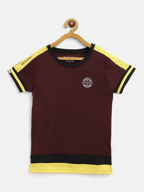 

Monte Carlo Boys Maroon Solid Cotton Round Neck Sports T-shirt