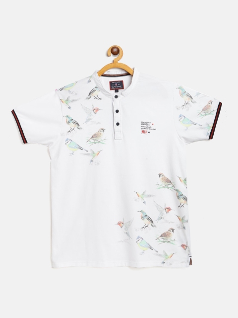 

Monte Carlo Boys White Printed Mandarin Collar T-shirt