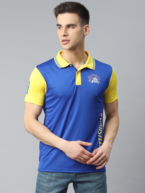 

HERE&NOW Men Blue Printed Polo Collar Chennai Super Kings Team Jersey T-shirt