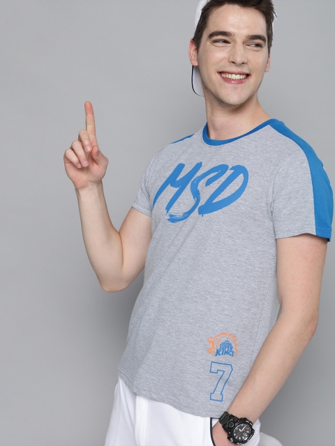 

HERE&NOW Men Grey Printed Chennai Super Kings MSD Round Neck T-shirt