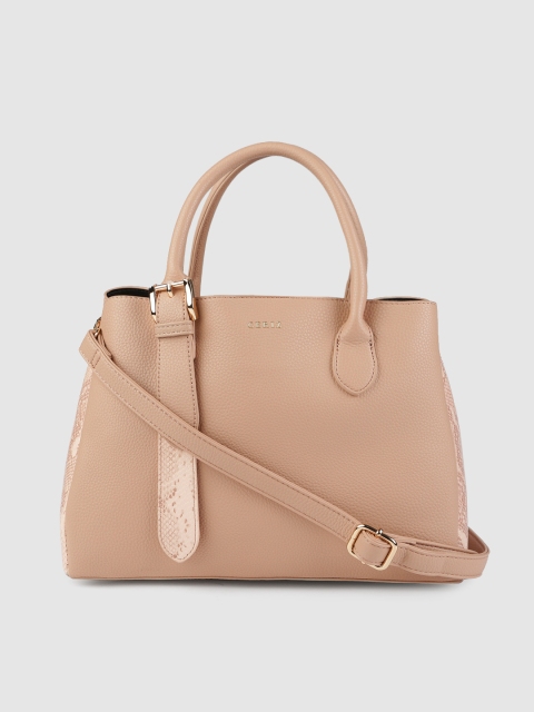 

CERIZ Nude-Coloured Textured Handheld Bag With Detachable String Strap