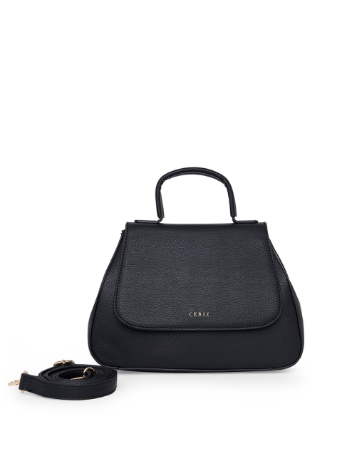 

CERIZ Black Solid Satchel With Detachable Sling Strap