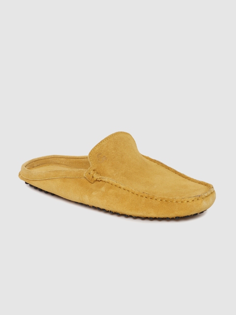 

Jack & Jones Men Mustard Yellow Solid Suede Mules