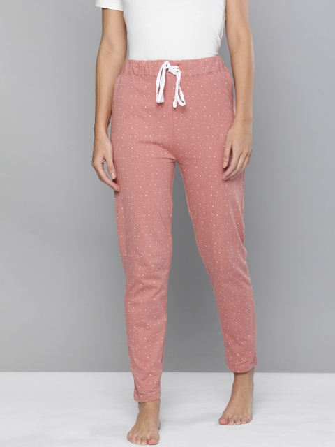 

HERE&NOW Women Pink Printed Pure Cotton Lounge Pants