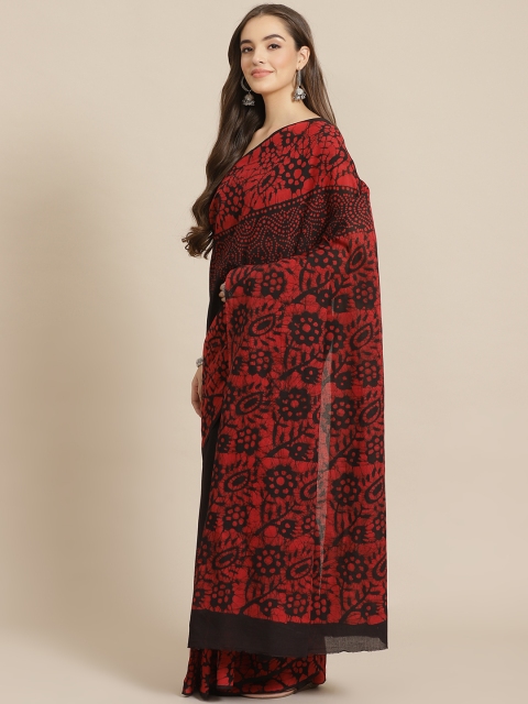 

Juniper Black & Red Printed Bagru Saree