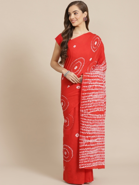 

Juniper Red & White Printed Bagru Saree