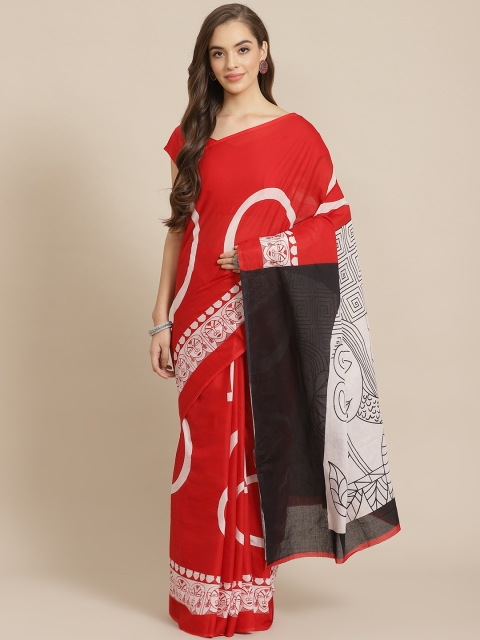 

Juniper Red & White Printed Bagru Saree