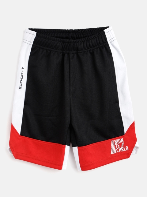 

Monte Carlo Boys Navy Blue Solid Regular Fit Regular Cotton Shorts with Striped Detail