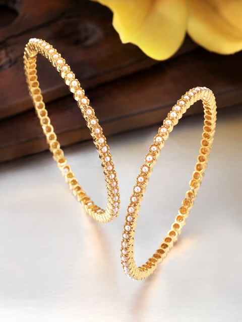 

Peora Set of 2 Gold Plated Pearl Studded Bangles