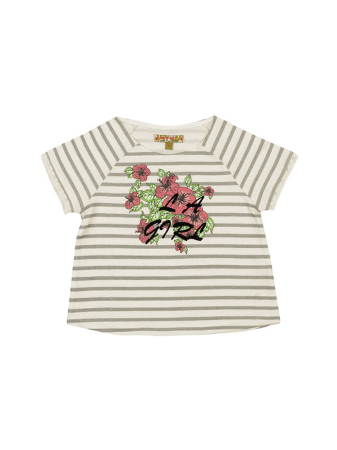 

Nauti Nati Girls White & Grey Striped Top