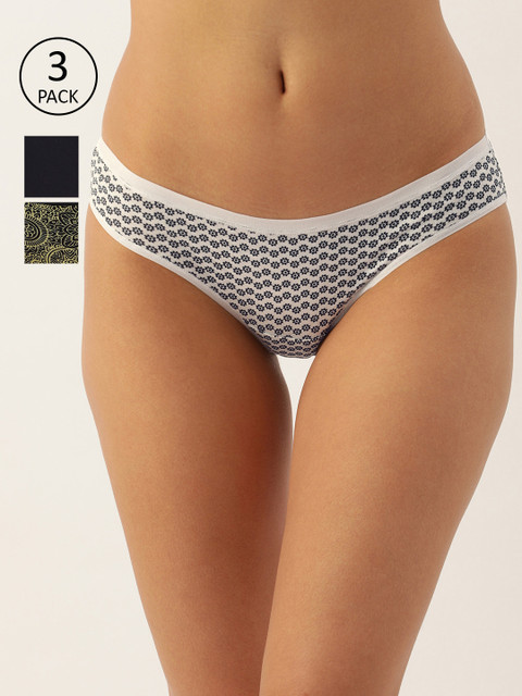 

Enamor Women Pack of 3 Full Coverage Low Waist Bikini Briefs CB01, White