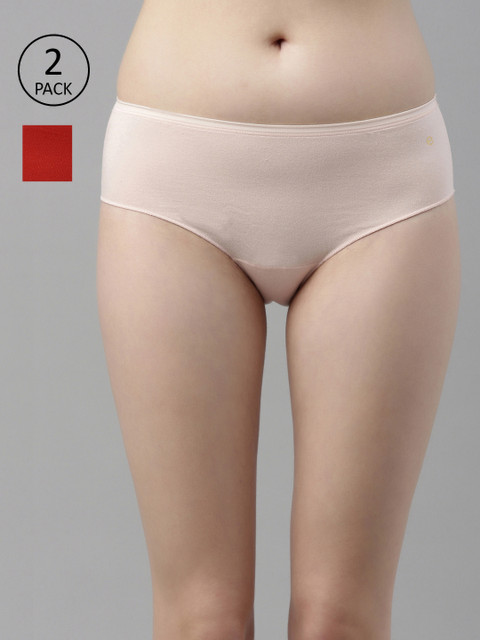 

Enamor Women Pack of 2 Antimicrobial Full Coverage Mid Waist Hipster Panty - MH01, Olive