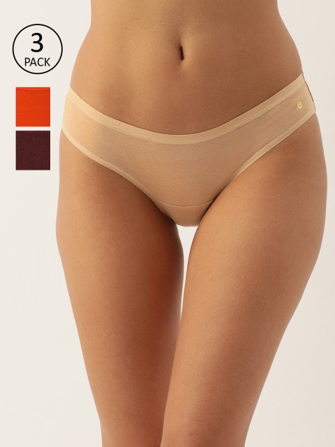 

Enamor Women Pack of 3 Antimicrobial Full Coverage Low Waist Bikini Panty - CB01, Maroon