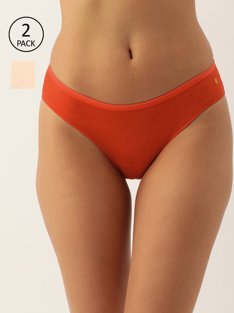 

Enamor Women Pack of 2 Antimicrobial Full Coverage Low Waist Bikini Panty - MB01, Pink