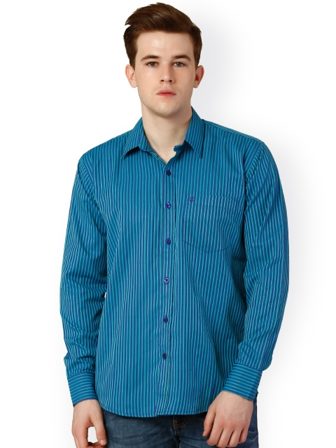 

Oxolloxo Blue Striped Classic Fit Polyester Casual Shirt