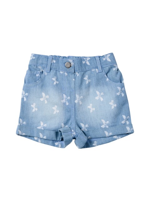 

Nauti Nati Girls Blue Printed Denim Shorts