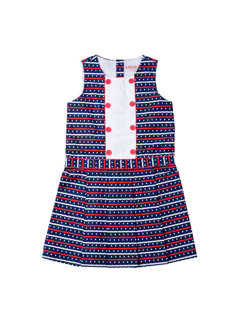 

Nauti Nati Girls Navy Printed A-Line Dress, Navy blue