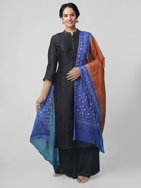 

Unnati Silks Brown & Blue Printed Dupatta