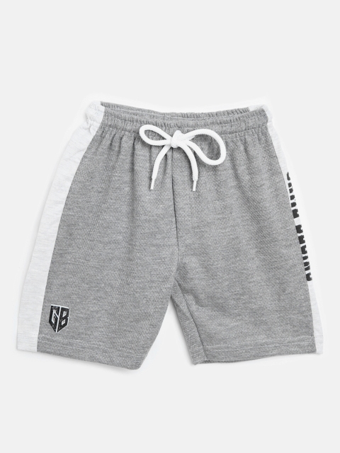 

GAME BEGINS Boys Grey Melange Cotton Solid Regular Fit Shorts