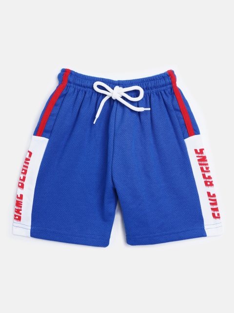 

GAME BEGINS Boys Blue & White Cotton Solid Regular Fit Shorts