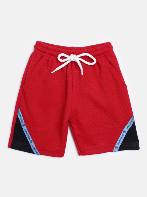 

GAME BEGINS Boys Red Cotton Solid Regular Fit Shorts