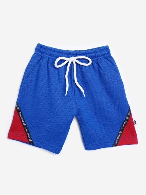 

GAME BEGINS Boys Blue Cotton Solid Regular Fit Shorts