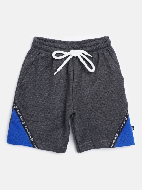 

GAME BEGINS Boys Charcoal Grey Cotton Solid Regular Fit Shorts