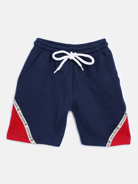 

GAME BEGINS Boys Navy Blue Cotton Solid Regular Fit Shorts